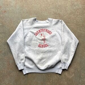 Vintage 80s Countrywood School Cardinal Sweatshirt XL Raglan Gray Ultra Sweats